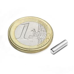 S-03-10-N Rod magnet Ø 3 mm, height 10 mm, holds approx. 390 g, neodymium, N45, nickel-plated