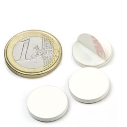 PAS-16-W metal discs self-adhesive white Ø 16 mm, as a counterpart to magnets, these are not magnets!
