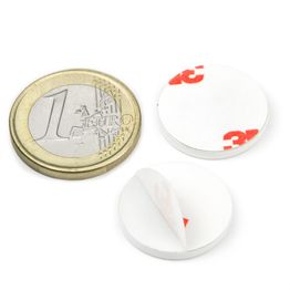 PAS-20-W metal discs self-adhesive white Ø 20 mm, as a counterpart to magnets, these are not magnets!