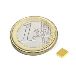 Q-05-04-01-G Block magnet 5 x 4 x 1 mm, holds approx. 350 g, neodymium, N50, gold-plated