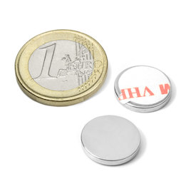 S-15-02-FOAM, Disc magnet self-adhesive Ø 15 mm, height 2 mm, neodymium, N35, nickel-plated