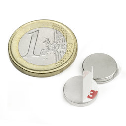 S-12-02-FOAM, Disc magnet self-adhesive Ø 12 mm, height 2 mm, neodymium, N35, nickel-plated