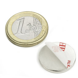 S-20-02-FOAM, Disc magnet (self-adhesive) Ø 20 mm, height 2 mm, neodymium, N35, nickel-plated
