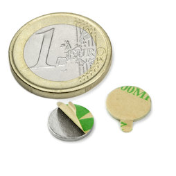 S-10-01-STIC, Disc magnet self-adhesive Ø 10 mm, height 1 mm, neodymium, N35, nickel-plated
