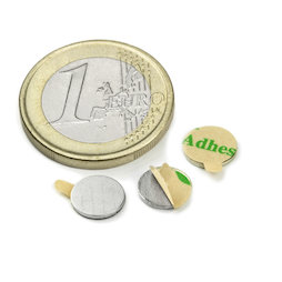 S-08-0.75-STIC, Disc magnet self-adhesive Ø 8 mm, height 0,75 mm, neodymium, N35, nickel-plated