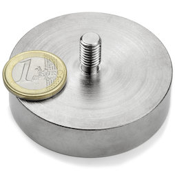 GTN-60, Pot magnet with threaded stem Ø 60 mm, thread M8, strength approx. 130 kg