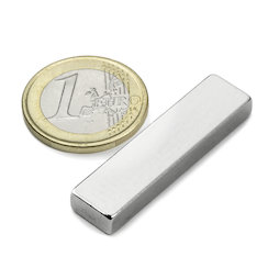Q-40-10-05-N, Block magnet 40 x 10 x 5 mm, neodymium, N42, nickel-plated