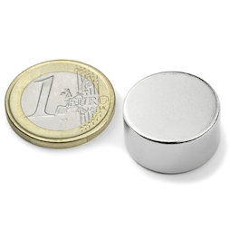 S-20-10-N, Disc magnet Ø 20 mm, height 10 mm, neodymium, N42, nickel-plated