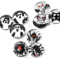 LIV-129, Halloween, handmade fridge magnets, set of 3