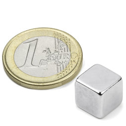 W-10-N, Cube magnet 10 mm, neodymium, N42, nickel-plated